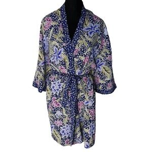 FENCH MAID Vintage Short Robe Lightweight Silky Smooth Floral House Coat